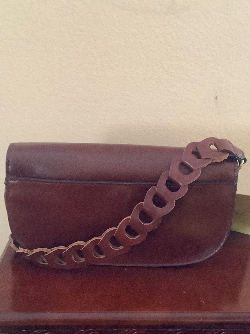 Patricia Nash Dark Brown Leather Braided-Strap Crossbody - Picture 2 of 5